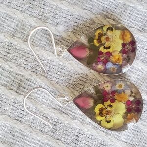 Floral Teardrop Resin Earrings